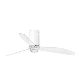 MiniTube LED Shiny White Transparent Ceiling Fan with DC Smart Motor Remote Included 3000K