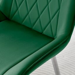 FurnitureboxUK 2x Pesaro Velvet Silver Leg Luxury Dining Chairs in Green - thumbnail 5