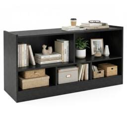 Costway 2-Tier Bookcase 5 Cubes Storage Cube Bookshelf Wooden Display Shelf in Black - thumbnail 1