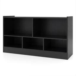 Costway 2-Tier Bookcase 5 Cubes Storage Cube Bookshelf Wooden Display Shelf in Black - thumbnail 8