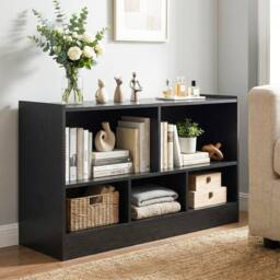 Costway 2-Tier Bookcase 5 Cubes Storage Cube Bookshelf Wooden Display Shelf in Black - thumbnail 6