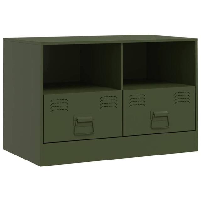 Berkfield Home TV Cabinet Olive Green 67x39x44 cm Steel - Size: 67 x 39 x 44 cm - image 1