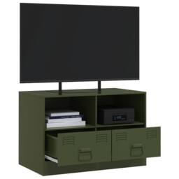 Berkfield Home TV Cabinet Olive Green 67x39x44 cm Steel - Size: 67 x 39 x 44 cm - thumbnail 5