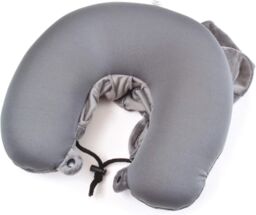 mysmartbuy Travel Pillow Hoodie - Grey Soft Plush Neck Supporting Cushion with Drawstring Closure Hood - Measures 32 x 30 x 9cm - Size: 32 x 30 x 9 cm - thumbnail 6