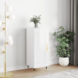 Berkfield Home Sideboard High Gloss White 34.5x34x90 cm Engineered Wood - thumbnail 1