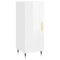 Berkfield Home Sideboard High Gloss White 34.5x34x90 cm Engineered Wood - thumbnail 2