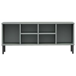 Berkfield Home Shoe Rack with Metal Legs Grey 106x35x45 cm Solid Wood OSLO - Size: 106 x 35 x 45 cm - thumbnail 4