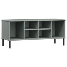 Berkfield Home Shoe Rack with Metal Legs Grey 106x35x45 cm Solid Wood OSLO - Size: 106 x 35 x 45 cm - thumbnail 2