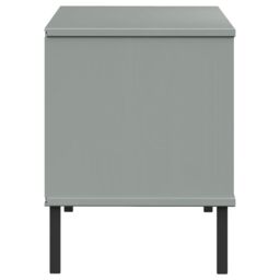 Berkfield Home Shoe Rack with Metal Legs Grey 106x35x45 cm Solid Wood OSLO - Size: 106 x 35 x 45 cm - thumbnail 5