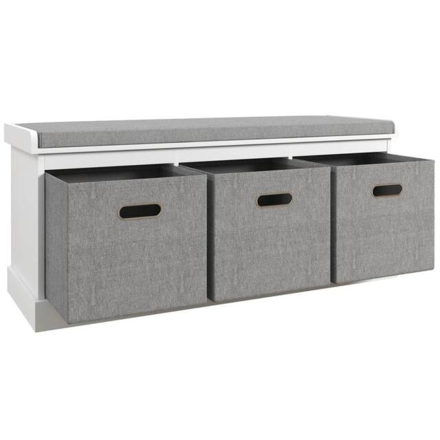 Havendro Shoe Bench with Seat, Shoe Storage Bench with Fabric in Grey - image 1