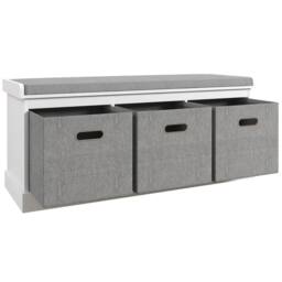 Havendro Shoe Bench with Seat, Shoe Storage Bench with Fabric in Grey