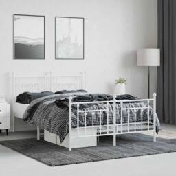 Berkfield Home Metal Bed Frame with Headboard & Footboard White 140x200 cm - thumbnail 4