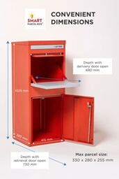 Homescapes Smart Parcel Box® Large Front Access Secure Delivery Box in Red - thumbnail 9