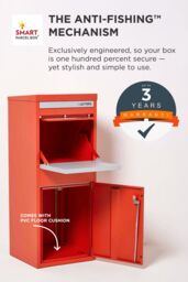 Homescapes Smart Parcel Box® Large Front Access Secure Delivery Box in Red - thumbnail 3