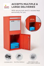 Homescapes Smart Parcel Box® Large Front Access Secure Delivery Box in Red - thumbnail 5