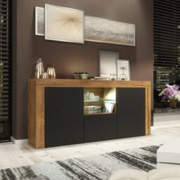 Mex Furniture LTD Sideboard with LED Lighting & Matt Doors / 145cm in Brown - thumbnail 2
