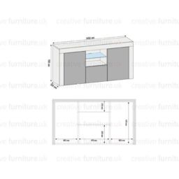Mex Furniture LTD Sideboard with LED Lighting & Matt Doors / 145cm in Brown - thumbnail 6