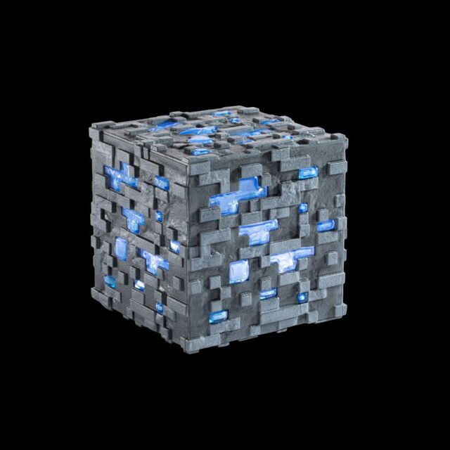 The Noble Collection Minecraft Diamond Ore Touch Light - LED Illuminating Block Replica in Blue - image 1