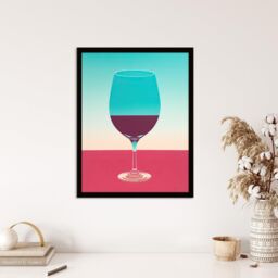 Wee Blue Coo Wall Art Print Burgundy Merlot Wine Lover Kitchen Bar Living Room Framed in Blue - Size: A4 - thumbnail 4