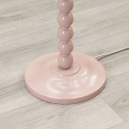 ValueLights Bobbins Painted Rose Pink Floor Lamp with Tapered Natural Linen Scallop Shade in Pale Blue - thumbnail 3