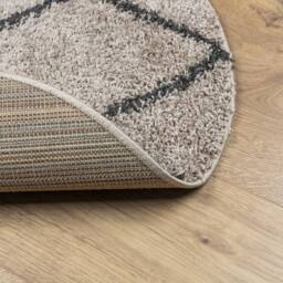 Berkfield Home Shaggy Rug PAMPLONA High Pile Modern Beige & Anthracite √ò 100 cm - Size: Medium - thumbnail 5