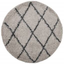 Berkfield Home Shaggy Rug PAMPLONA High Pile Modern Beige & Anthracite √ò 100 cm - Size: Medium - thumbnail 1