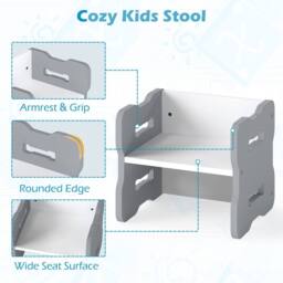 Costway Kids Table & Chair Set 3PCS Toddler Activity Table w/2 Stools in Grey - thumbnail 5