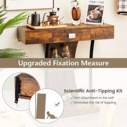 EONLION T-Shaped Industrial Console Table in Brown - Size: 100 cm - thumbnail 5