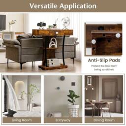 EONLION T-Shaped Industrial Console Table in Brown - Size: 100 cm - thumbnail 3