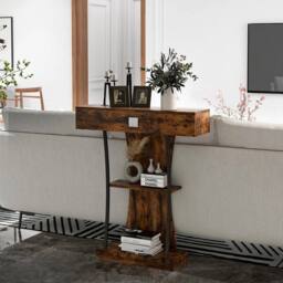 EONLION T-Shaped Industrial Console Table in Brown - Size: 100 cm - thumbnail 4