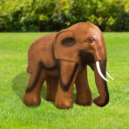 Marco Paul Wooden Resin African Elephants Garden Ornaments in Brown