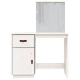 Berkfield Home Dressing Table with LED White 95x50x133.5 cm Solid Wood Pine - thumbnail 6