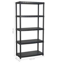 Berkfield Home Storage Shelf 5-Tier Black 91.5x45.7x185 cm Plastic - thumbnail 7