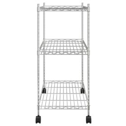 Berkfield Home 3-Tier Storage Rack with Wheels 60x35x81 cm Chrome 150 kg in Silver - Size: 60 x 35 x 81 cm - thumbnail 4