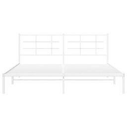 Berkfield Home Metal Bed Frame without Mattress with Headboard White 183x213cm - Size: 183x213 cm - thumbnail 5