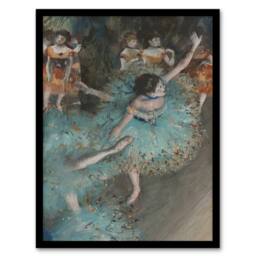 Artery8 Edgar Degas Framed Wall Art Print Swaying Ballet Dancer in Green - Size: A4 - thumbnail 1