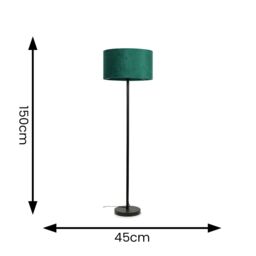 ValueLights Charlie Black Stem Floor Lamp Light with Velvet Lamp Shade in Bottle Green - Size: 18 inches - thumbnail 6
