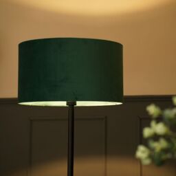 ValueLights Charlie Black Stem Floor Lamp Light with Velvet Lamp Shade in Bottle Green - Size: 18 inches - thumbnail 4