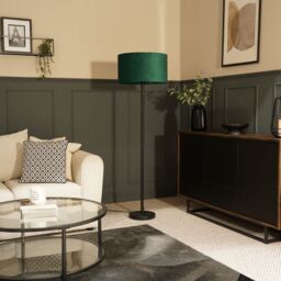 ValueLights Charlie Black Stem Floor Lamp Light with Velvet Lamp Shade in Bottle Green - Size: 18 inches - thumbnail 3