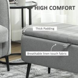 Wyld Haus Harika Linen Look Light Grey Storage Ottoman - thumbnail 5