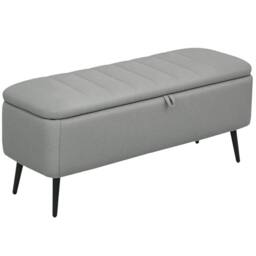Wyld Haus Harika Linen Look Light Grey Storage Ottoman - thumbnail 2