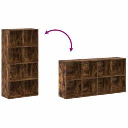 Berkfield Home Book Cabinet/Sideboard Smoked Oak 66x30x130 cm Engineered Wood in Brown - Size: 66 x 30 x 130 cm - thumbnail 8