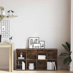 Berkfield Home Book Cabinet/Sideboard Smoked Oak 66x30x130 cm Engineered Wood in Brown - Size: 66 x 30 x 130 cm - thumbnail 3