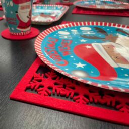 VFM e-Store Christmas Poly Felt Red Snowflake Place Mat Set, Xmas Table - thumbnail 3