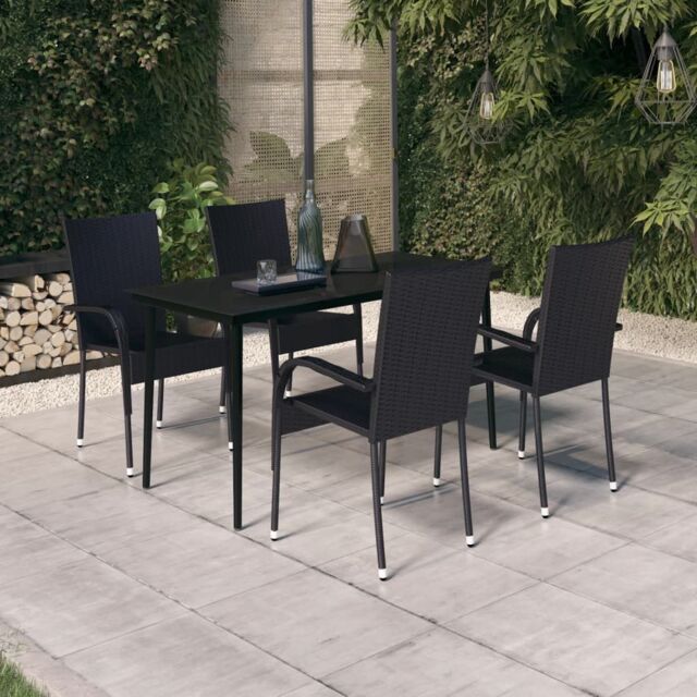 Berkfield Home 5 Piece Garden Dining Set Black - image 1