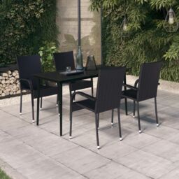 Berkfield Home 5 Piece Garden Dining Set Black - thumbnail 1