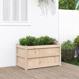 Berkfield Home Beautiful Garden Planter 90x50x50 cm Solid Wood Pine in Light Tan - Size: 90 x 50 x 50 cm - thumbnail 2
