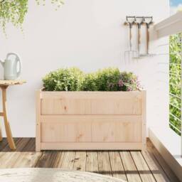 Berkfield Home Beautiful Garden Planter 90x50x50 cm Solid Wood Pine in Light Tan - Size: 90 x 50 x 50 cm - thumbnail 1