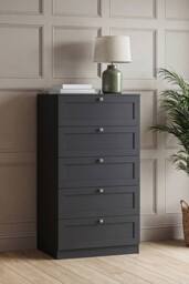 Home Discount Vida Designs Altino 5 Drawer Chest of Drawers Bedroom Furniture in Black
