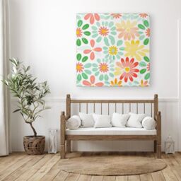 Warren Reed - Designer Green & Yellow Flowers Canvas - Size: w10 inch x h10 inch - thumbnail 3